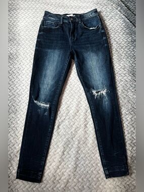 Kan can Dark Blue Distressed Denim Jeans size 26